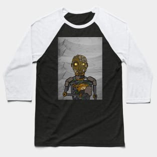 Cypherbot - Steampunk Robot with Glass Eyes and Waves Glyph Baseball T-Shirt